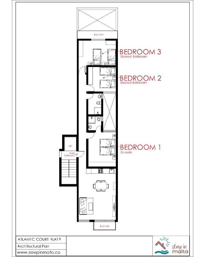 F9 Room 1, Private Double Room With Private Bathroom In Shared Flat Msida Exterior foto